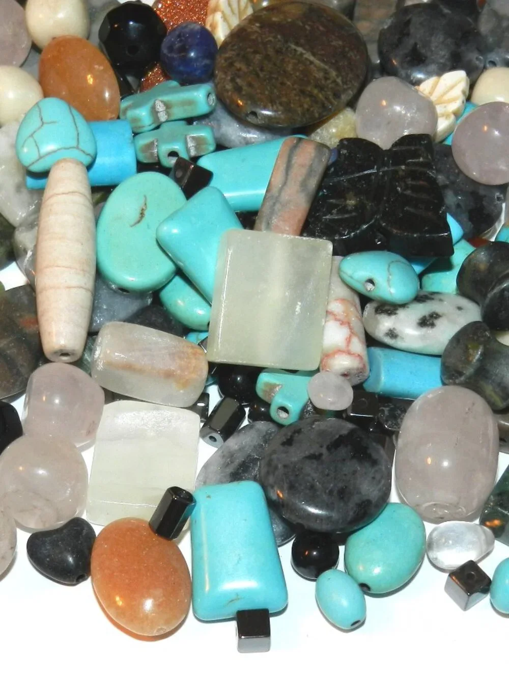 NGX2487 Assorted Mixed Color, Shape & Size 6mm - 30mm Gemstone Beads 8-ounces
